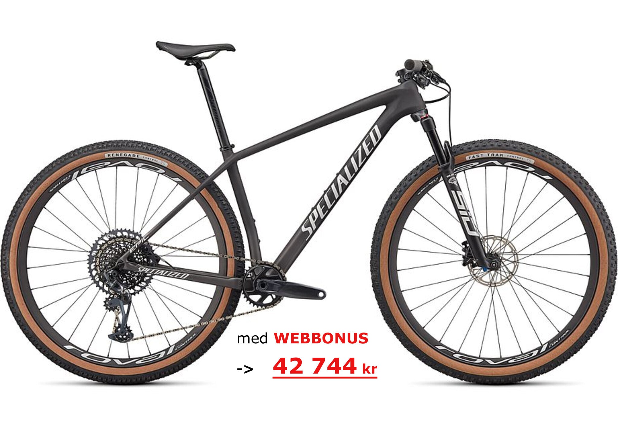Specialized Cykel, Epic HT Expert LTD, SATIN CARBON / SMOKE GRAVITY FADE / WHITE